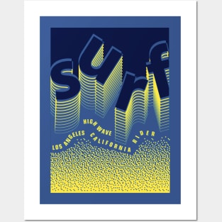 Los Angeles California surf high wave rider Posters and Art